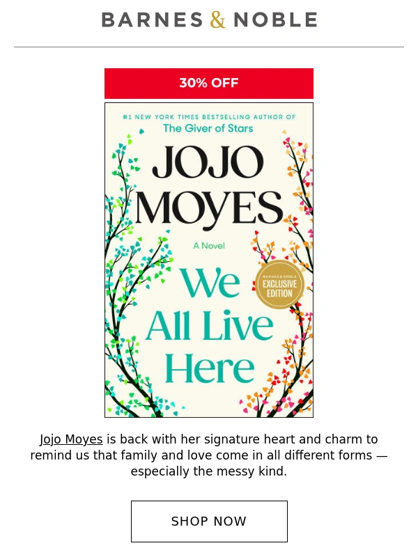 Barnes & Noble - 30% Off Jojo Moyes' Latest Novel
