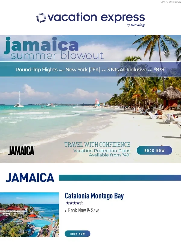 Vacation Express - ? 3Nt Jamaica Vacay Deals Starting at $839 w/Round-Trip Air from New York