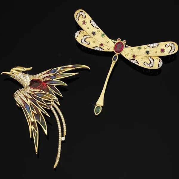 Stauer Flights of Fashion Set of Both Brooches