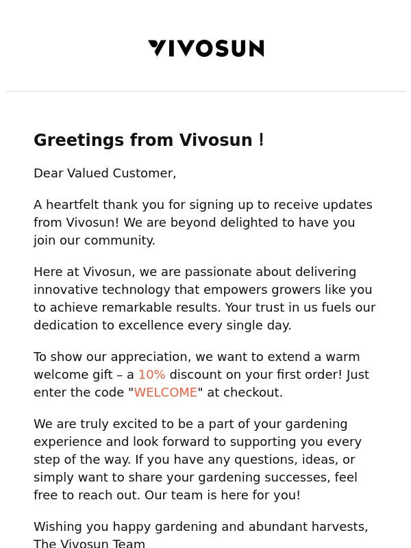 VIVOSUN - Welcome to the Vivosun Family