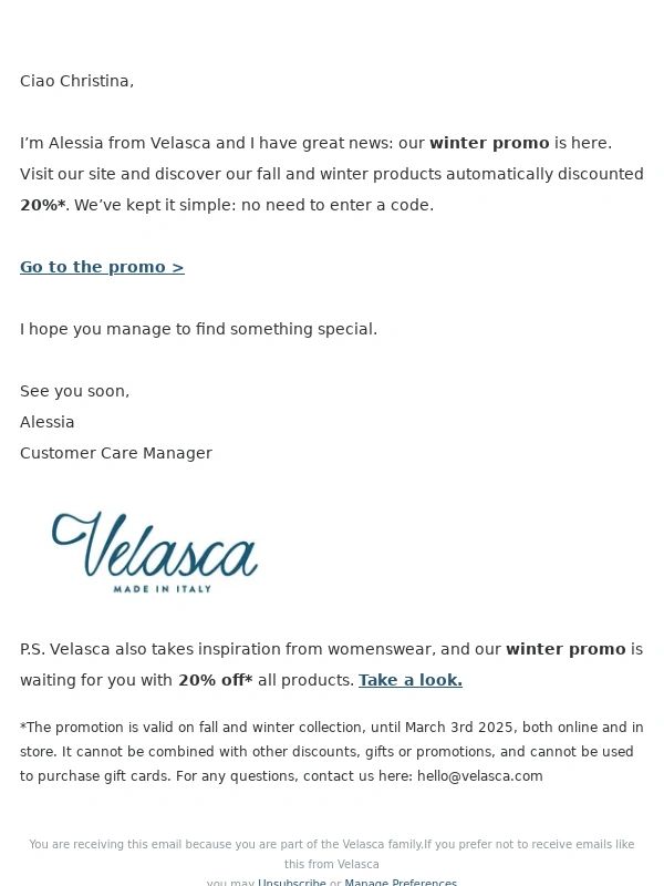 Velasca - It’s promotion time