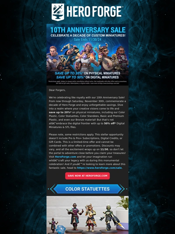 Hero Forge - ? Hero Forge 10th Anniversary Sale Starts Now!