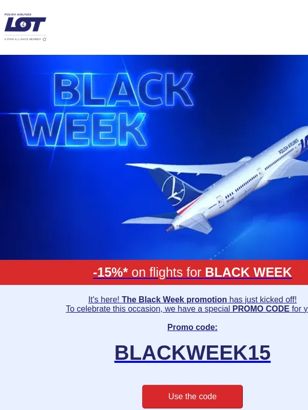 LOT - BLACK WEEK ? - 15% on flights