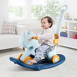 LLparty 4 in 1 Rocking Horse for Toddlers 1-3 Years Old, Baby Rocking Toy Fun Birthday Gift for 1+ Boys, Ride on Toy with Detac.
