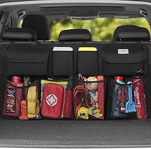 SURDOCA Hanging Trunk Organizer for SUV, [UPGRADED 7 Times] Car Organizers and Storage, Car Accessories Interior, Space Saving Expert