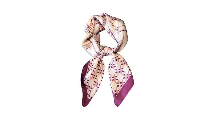 CAZOYIN Silk Scarf for Women Hair Satin Purple Chain Print Head Scarf, Neck Scarf for Women, Silk-Like Hair Wrap Scarf (Chain 2)