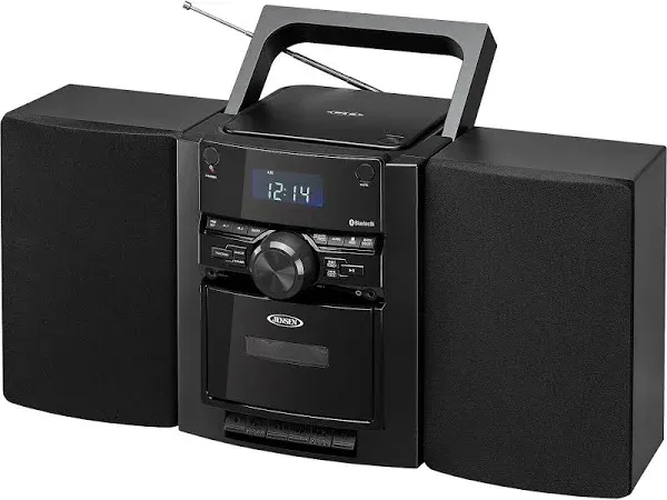 JENSEN Portable Stereo with Bluetooth, CD Music System, Cassette, and AM/FM Radio