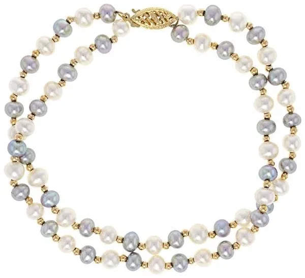 14K Yellow Gold Cultured Freshwater Pearl 2- Row Bracelet