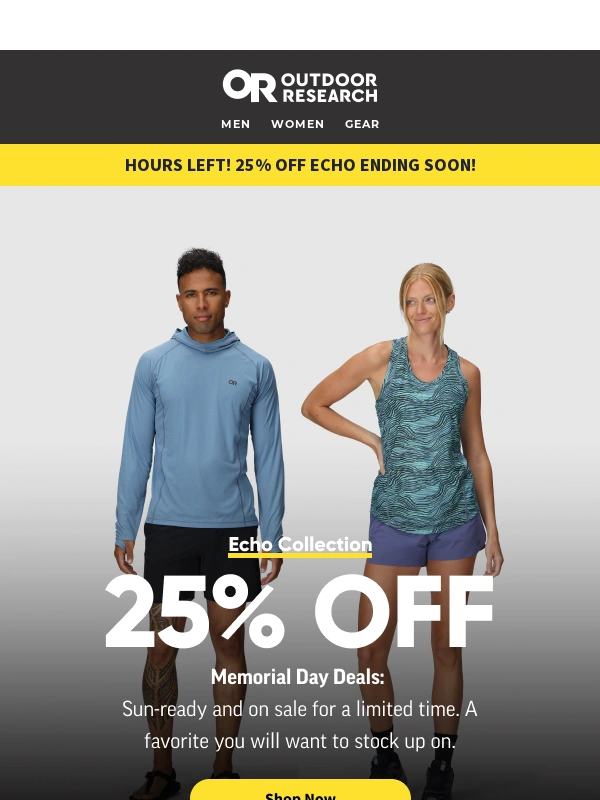 Outdoor Research - 25% Off Echo Ends Tonight—Don’t Wait