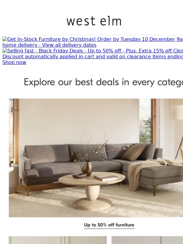 West Elm UK - Take an extra 15% off Clearance (and up to 50% off)