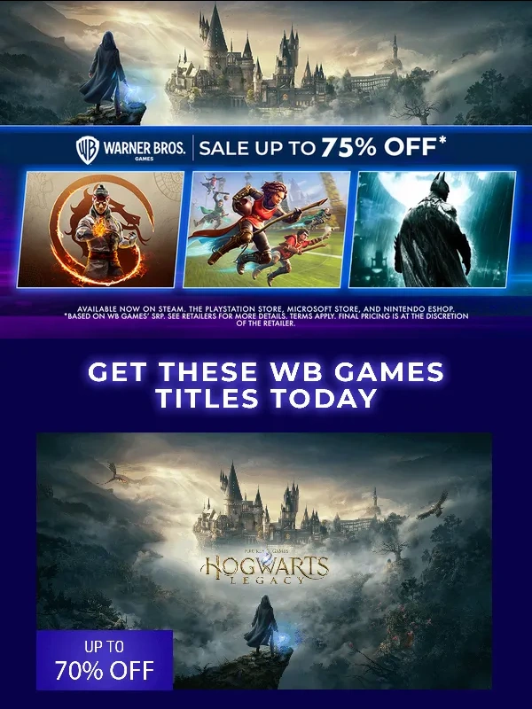 Hogwarts Legacy - ? TWO DAYS LEFT: Get up to 75% off on these digital WB Games titles!