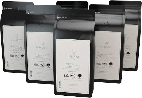 Lifeboost Coffee 6X Half Caff Decaf Roast Beans