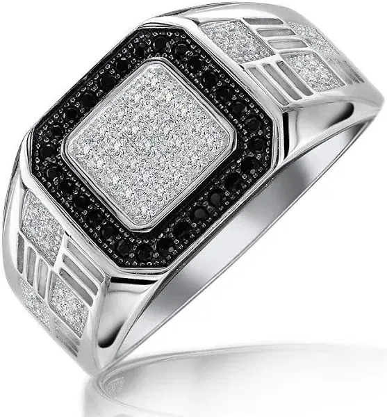 Bling Jewelry Mens Mens Stainless Steel Micro Pave Halo Square CZ Engagement Ring