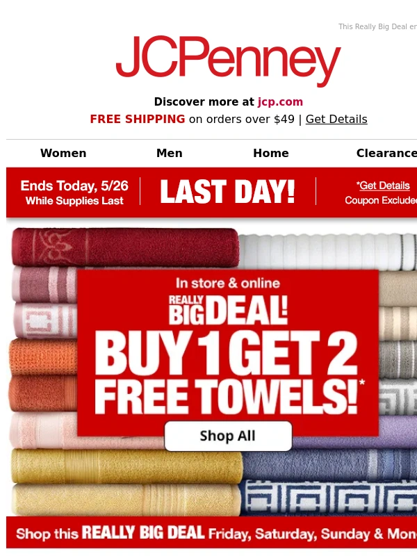 JCPenney - Last chance❗️B1G2 FREE towels