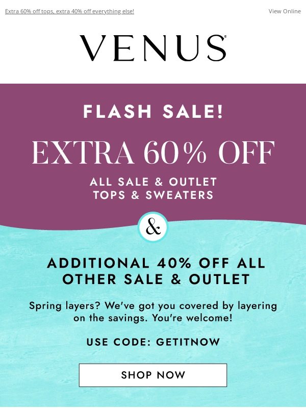 Venus - Sale & Outlet Flash Sale