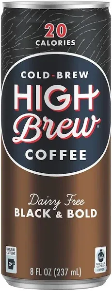 High Brew Coffee Cold Brew Coffee + Protein Black and Bold 8 oz Can 12/Pack