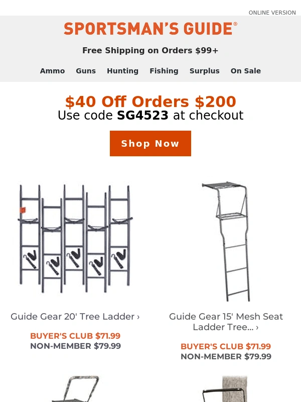Sportsmans Guide - $40 Off Orders $200 >> Picked Just For You