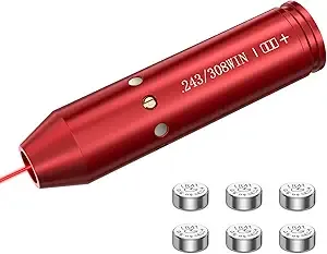 MidTen .243 308 Bore Sight Laser Red Laser Boresighter with 6 Batteries