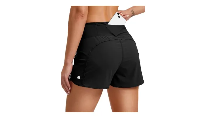 G Gradual Womens Running Shorts with Mesh Liner 3″ Workout Athletic Shorts for Women with Phone Pockets(Black,Medium)