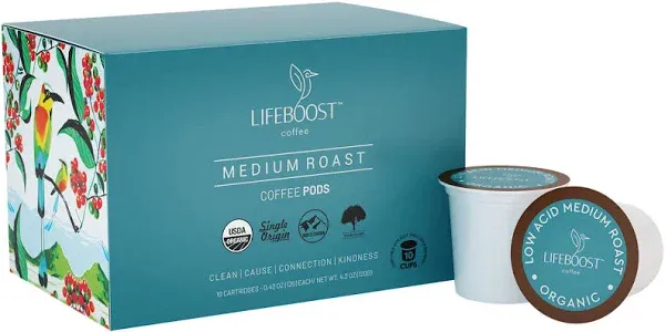 Lifeboost Coffee Medium Roast Coffee Pods