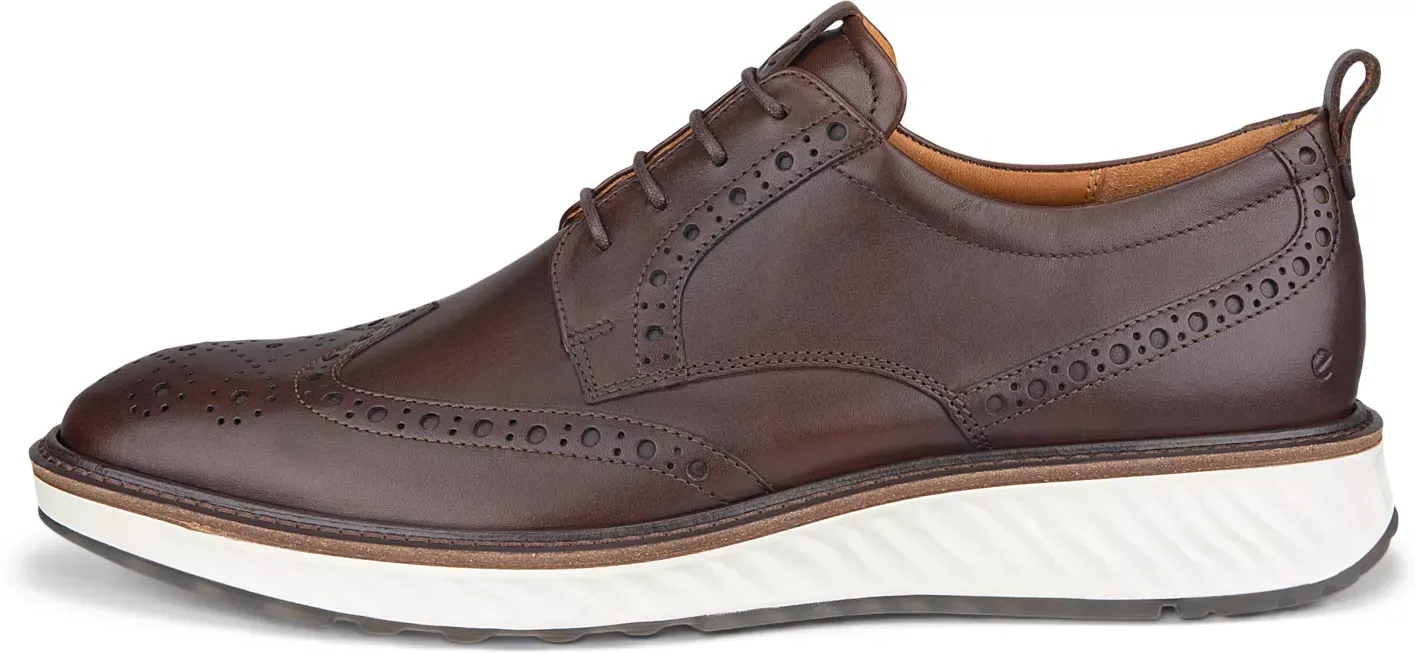 ECCO ST.1 Hybrid - Men's Leather Wingtip Derby Shoe - Brown