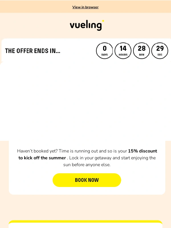 Vueling - Last hours! Your summer discount is slipping away ⏳?️