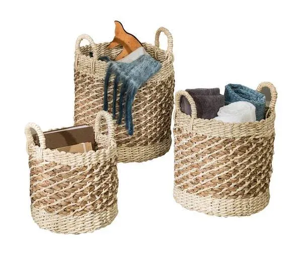 Honey-Can-Do Tea Stained Woven Basket Set of 3