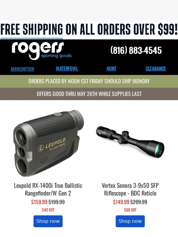Rogers Sporting Goods - Binoculars,Rangefinder,Rifle and Spotting Scopes!