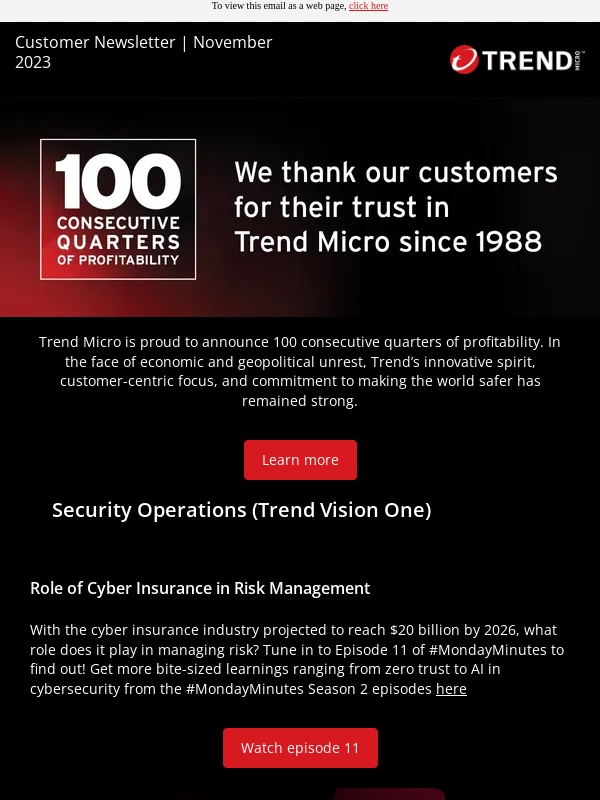 Trend Micro - Marking 100 Consecutive Quarters of Profitable Growth