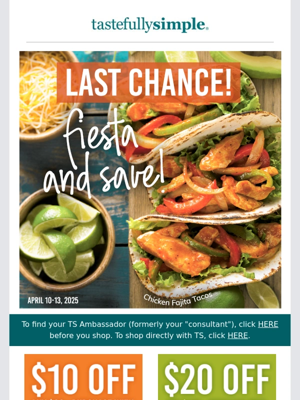Tastefully Simple - Fiesta of savings ends today! ?