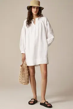 J.Crew Gathered Popover Dress in Linen