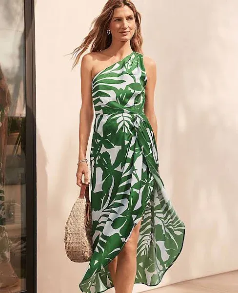 Ann Taylor Women's One Shoulder Satin Midi Dress