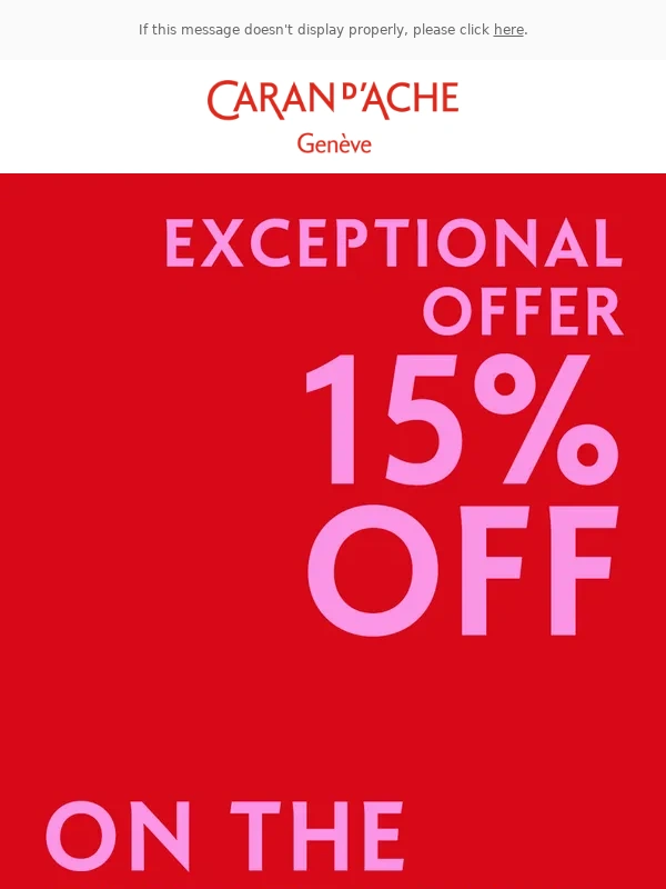 Caran d Ache - 15% discount on everything until 31 March