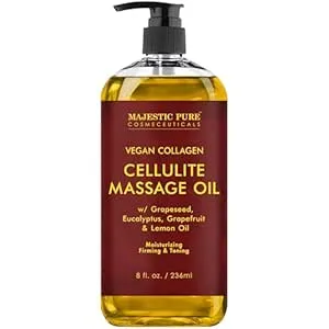 MAJESTIC PURE - Anti Cellulite Massage Oil, 8 fl oz, Vegan Collagen, Stem Cells