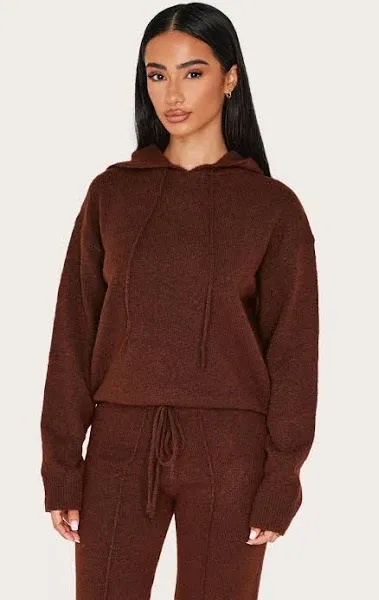 Women's Petite Chocolate Knitted Hoodie