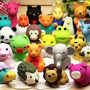 60Pcs - Animal Erasers, Desk Pets for Kids, Bulk Puzzle Erasers, Classroom Prizes, Game Reward