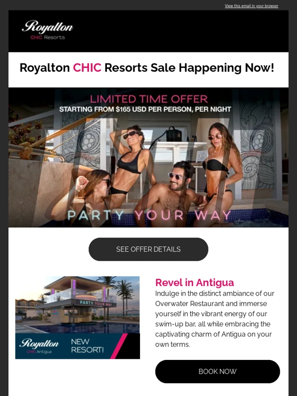 Royalton Resorts - Spring Sale Happening Now at Royalton CHIC!