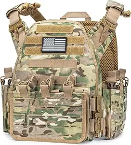 CVLIFE Tactical Quick Release Airsoft Vest with Molle System – Large Capacity, Weight Vest, Adjustable, Breathable – Camo