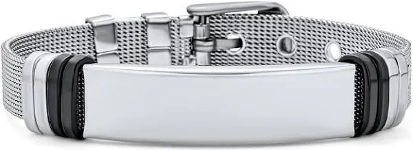 Bling Jewelry Personalize Engravable Stainless Steel Mesh Band Bracelet