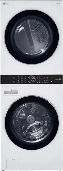 LG 4.5 Cu. Ft. Washer, 7.4 Cu. Ft. Gas Dryer White Front Load Stack Laundry