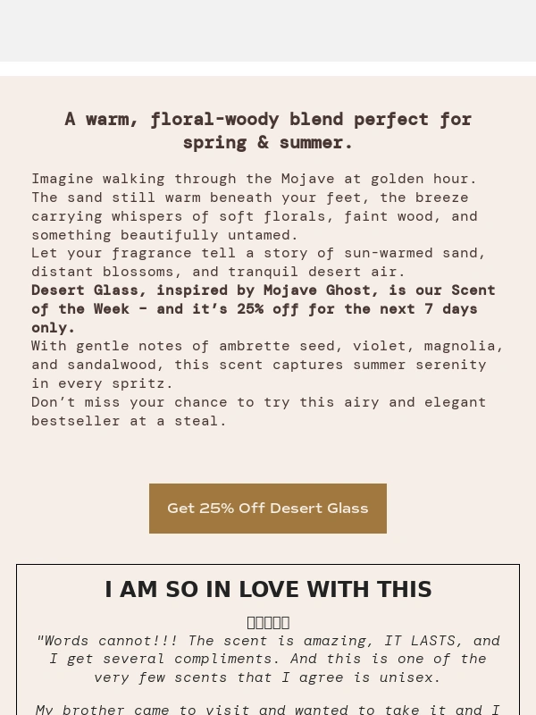 Oakcha - 25% Off Desert Glass ? Our New Scent of the Week
