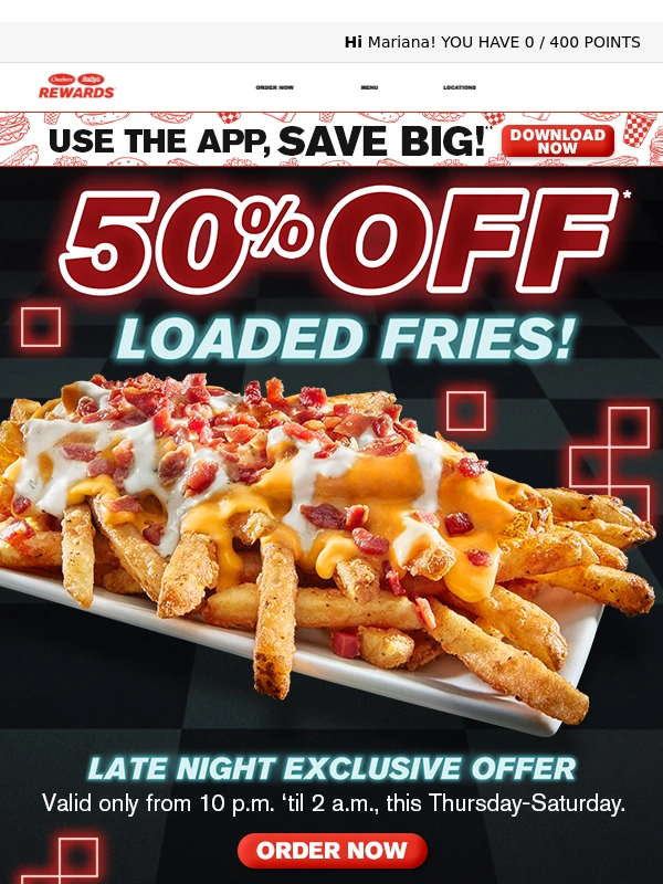 Checkers - Late Night Exclusive: $2 off $10! ?