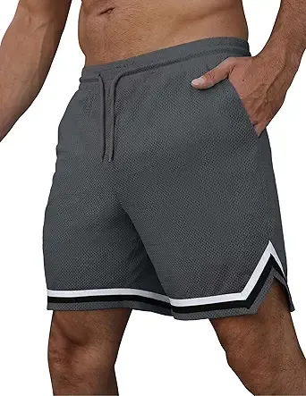 3rd hill Mens Workout Shorts Yoga Basketball Drawstring Shorts with Compression Liner Men Dark Grey S