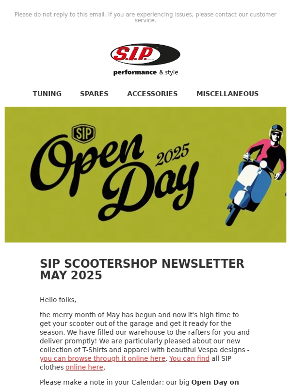 Sip Scootershop - SIP Scootershop Newsletter May 2025