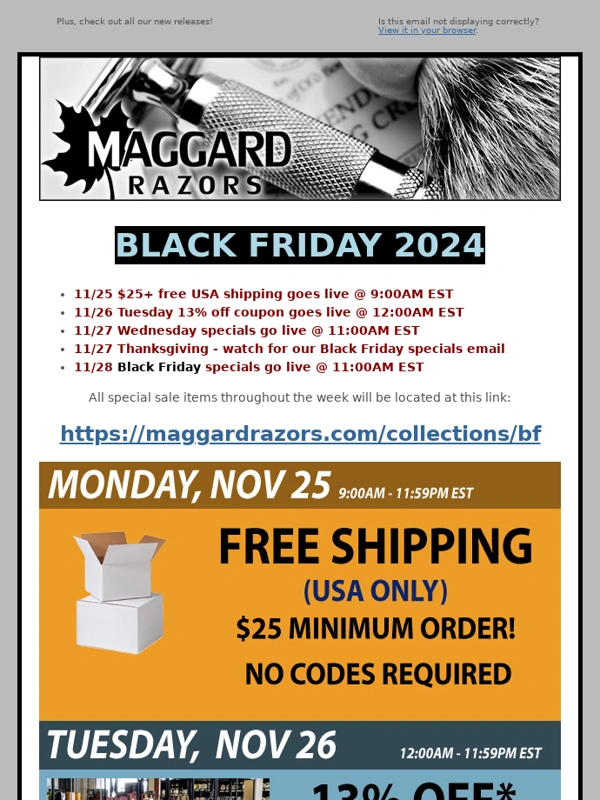 Maggard Razors - Black Friday ALL WEEK @ Maggard Razors!