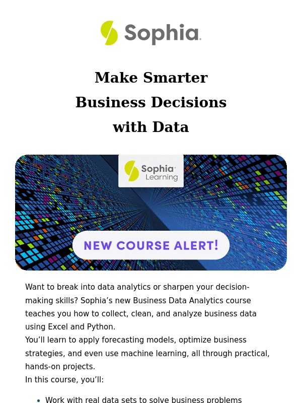 Sophia - New course alert: Business Data Analytics ?