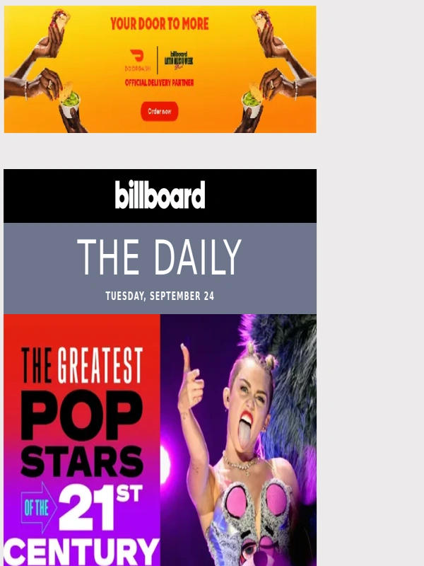 DoorDash - Billboard's Greatest Pop Stars of the 21st Century: No. 15 - Miley Cyrus