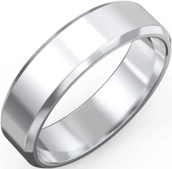 Personalized Gold Men's Beveled Edge Wedding Band