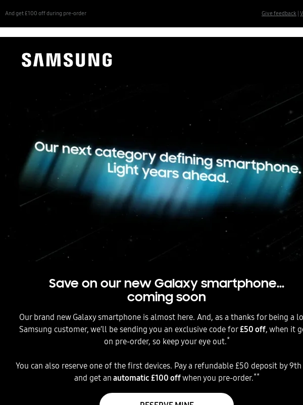 Samsung - Reserve our new Galaxy smartphone today
