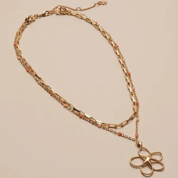 Lucky Brand Women's Daisy Beaded Layer Necklace